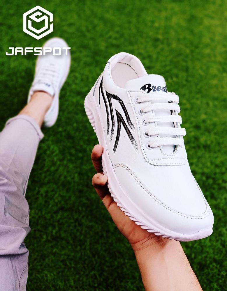 *Product Name*: Men's Athletic Running Sneakers -JF019, White With Black Lines
