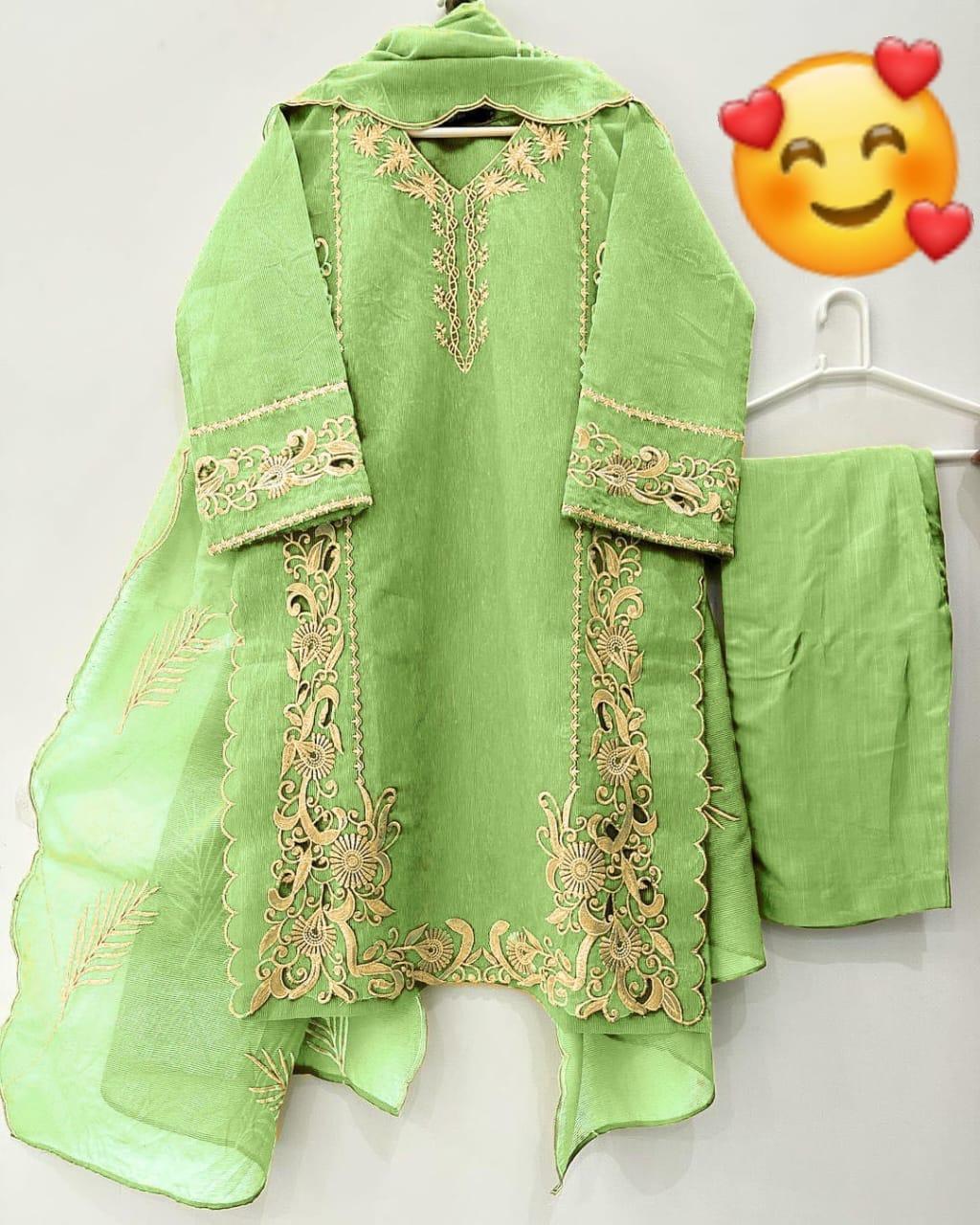 Product Name*: 3 Pcs Women's Stitched Organza Embroidered Suit