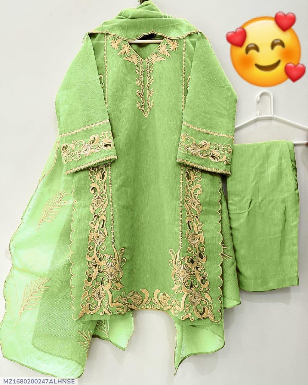 Product Name*: 3 Pcs Women's Stitched Organza Embroidered Suit